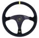 Personal Trophy Suede Steering Wheel 350mm with Yellow Stitching and Black Spokes