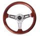 NRG Innovations Classic Wood Grain Steering Wheel (330mm) Wood Grain w/Chrome 3-Spoke Centre