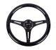 NRG Innovations Classic Wood Grain Steering Wheel (350mm) Black Sparkled Grip w/Black 3-Spoke Center