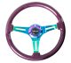 NRG Innovations Classic Wood Grain Steering Wheel (350mm) Purple Pearl Paint w/Neochrome 3-Spoke Centre